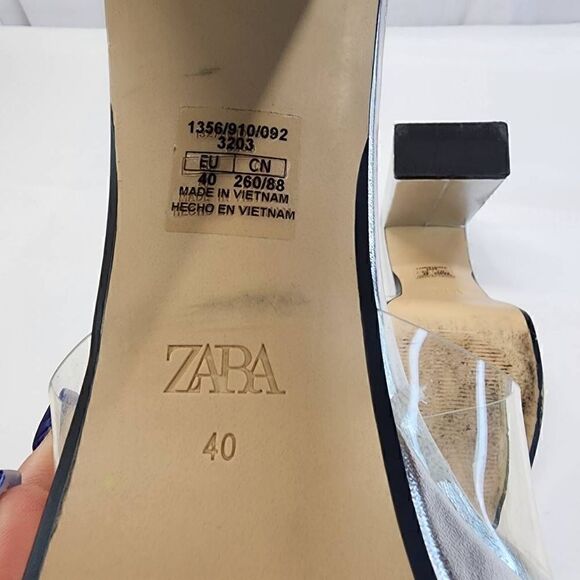 Zara Clear Platform Chucky Heels Women Size 9.5UD 40EU Metallic Sliver Retro - Picture 11 of 12